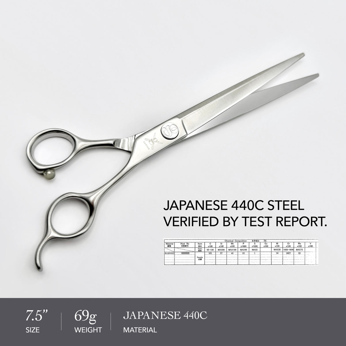 GARING 7.5” Power Straight Pet Grooming Shears