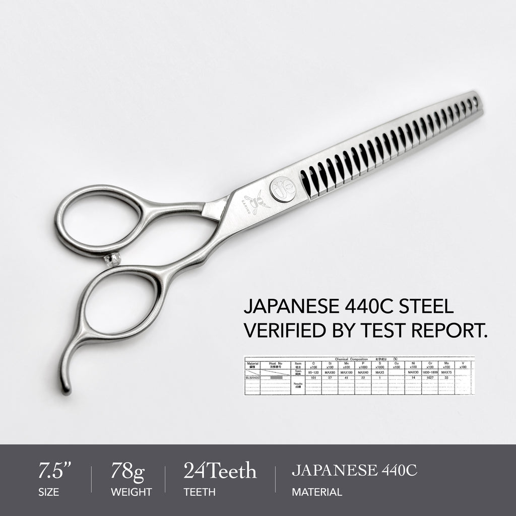 GARING 7.5” 24-Tooth Straight Chunker Pet Grooming Shears