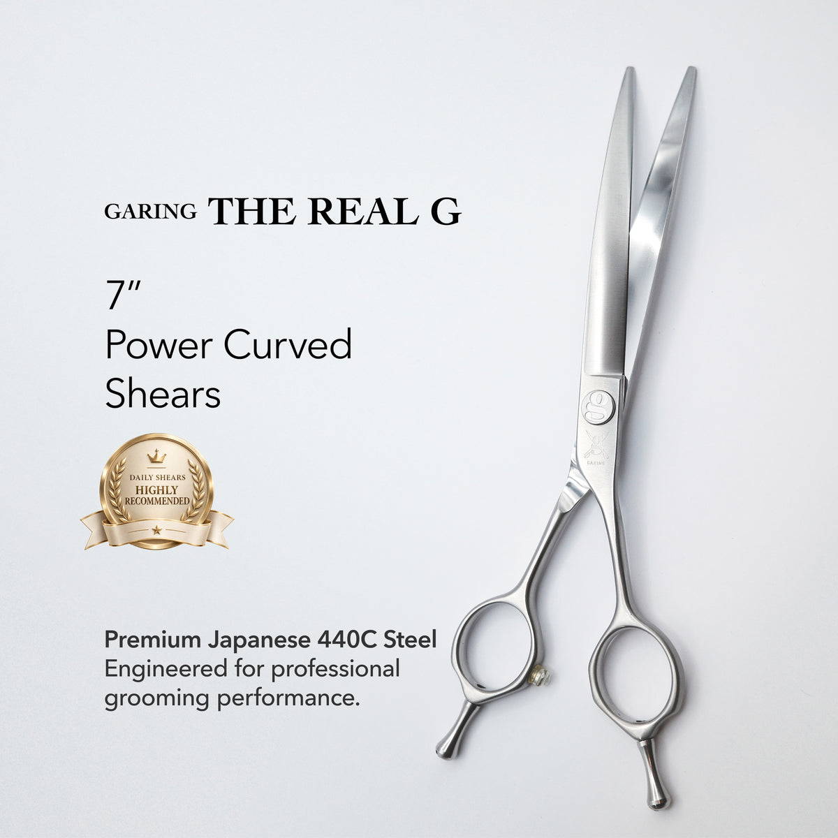 GARING 7” Power Curved Pet Grooming Shears 15°