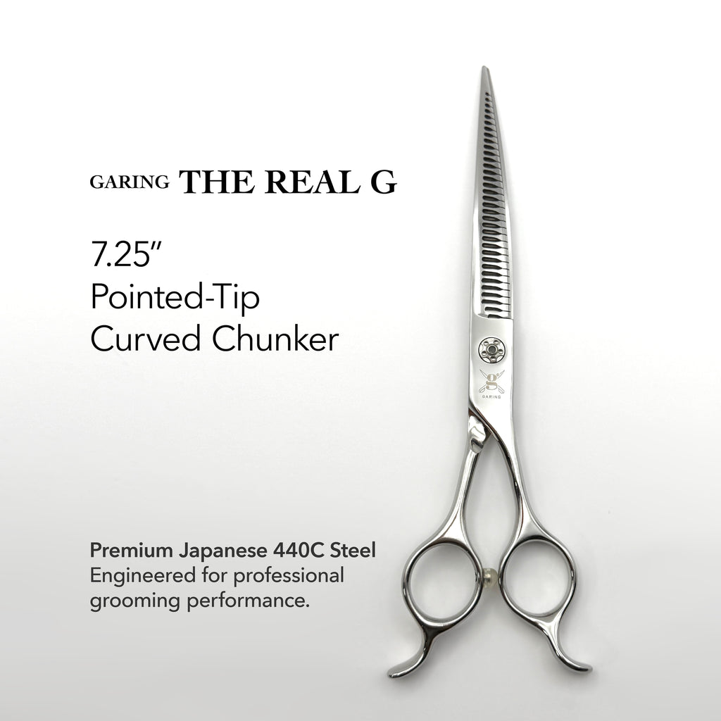 GARING 7.25” Pointed-Tip Curved Chunker Pet Grooming Shears