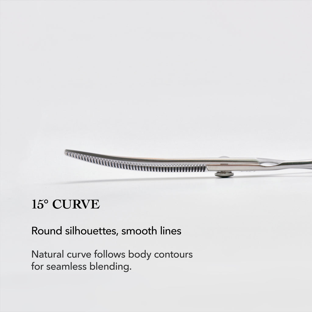 GARING 6.5” 44-Tooth Pointed-Tip Curved Thinning Pet Grooming Shears 15°