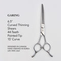 GARING 6.5” 44-Tooth Pointed-Tip Curved Thinning Pet Grooming Shears 15°