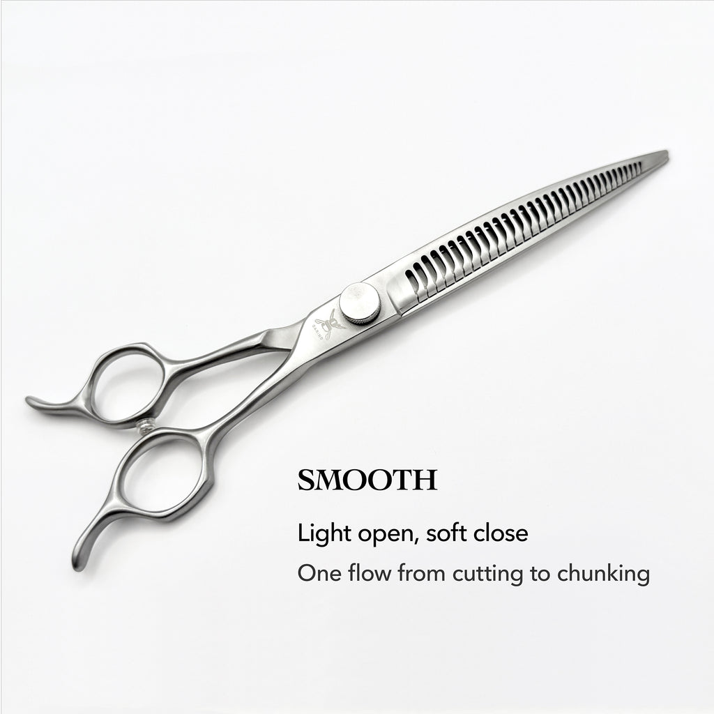 GARING 7.25” Curved Chunker Pet Grooming Shears 15°